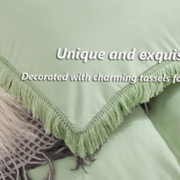 ⭐🆕 Boho fringe Seafoam green duvet set - Picture 2 of 9